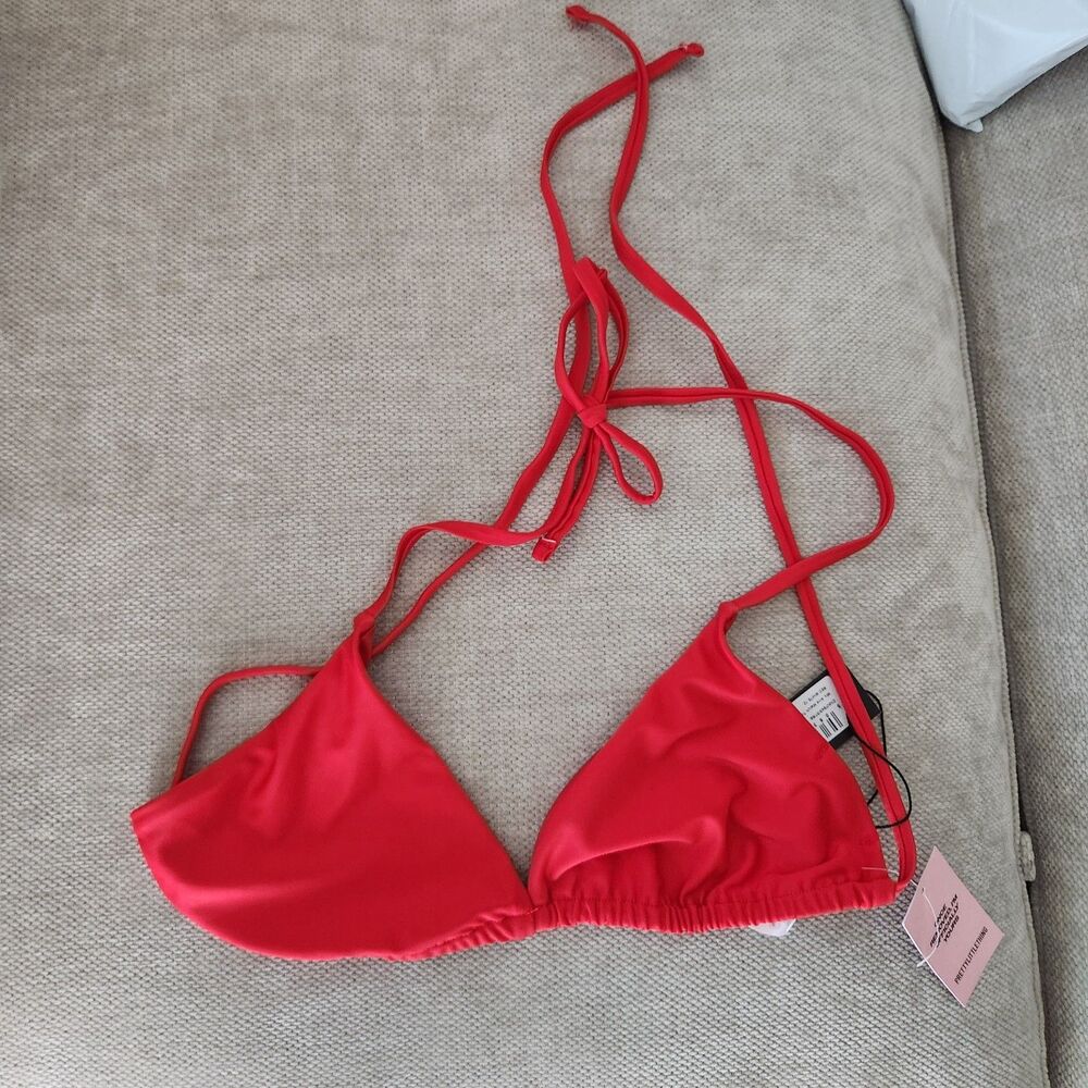 Pretty Little Thing Size 12 Red Triangle Bikini Top NWT